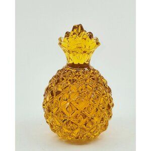 Amber Glass Pineapple Figurine Paperweight 4.5" Decorative Ornament Vintage Styl
